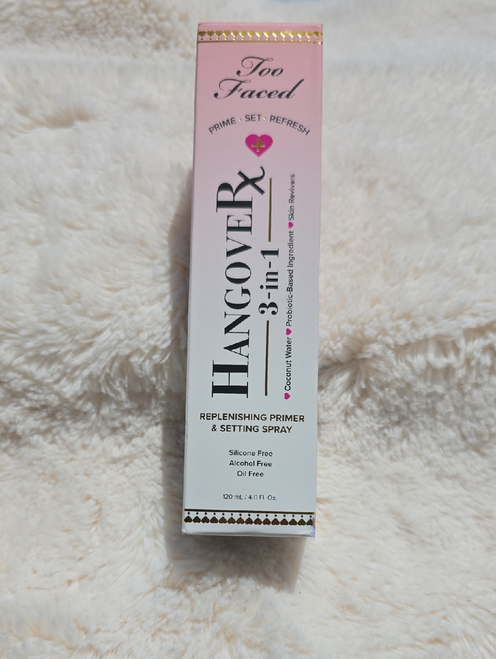Too Faced Hangover 3-in-1 Replenishing Primer & Setting Spray - Pink/White/Gold